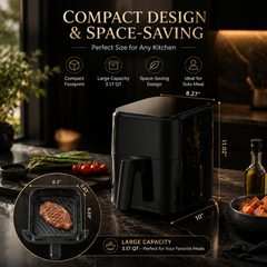 4-in-1 Air Fryer 3QT with Roast & Dehydrate Functions
