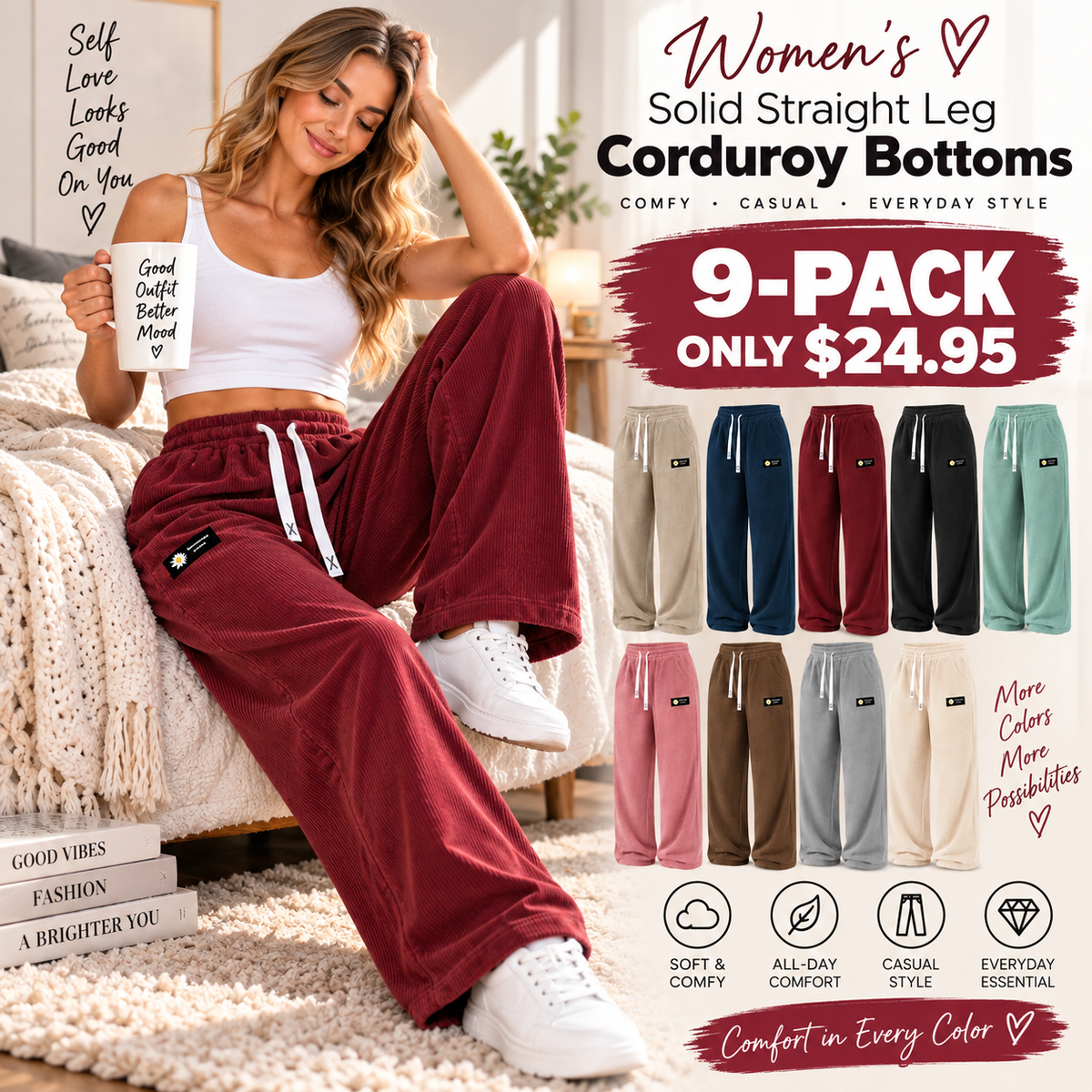 🔥Women’s Straight-Leg Corduroy Pants ✨