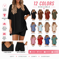 Effortless Summer Lounge Set Oversized Tee + Biker Shorts